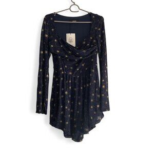 New Cider Navy Blue Mini Dress Starry Print Women's Size Small